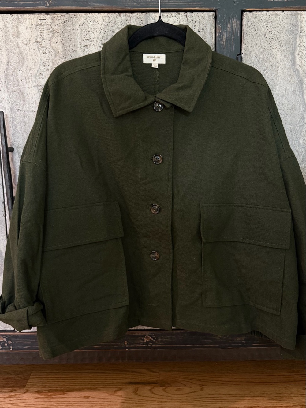 Cost Plus World Market Olive Green Utility Jacket